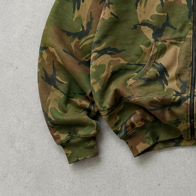 Y2K Ralph Lauren Hoodie Grün, Khaki Limited (S) Stitched Logo