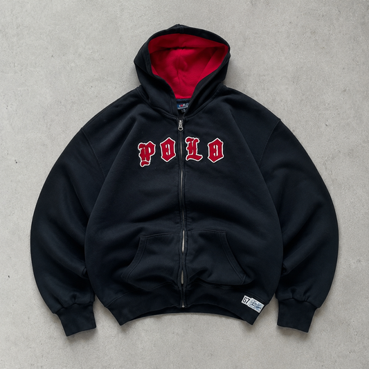 Ralph Lauren Polo Shirt Rot, Schwarz Rare (S) Stitched Logo