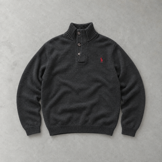 Ralph Lauren Sweatshirt Schwarz Stitched Logo Rare (M)