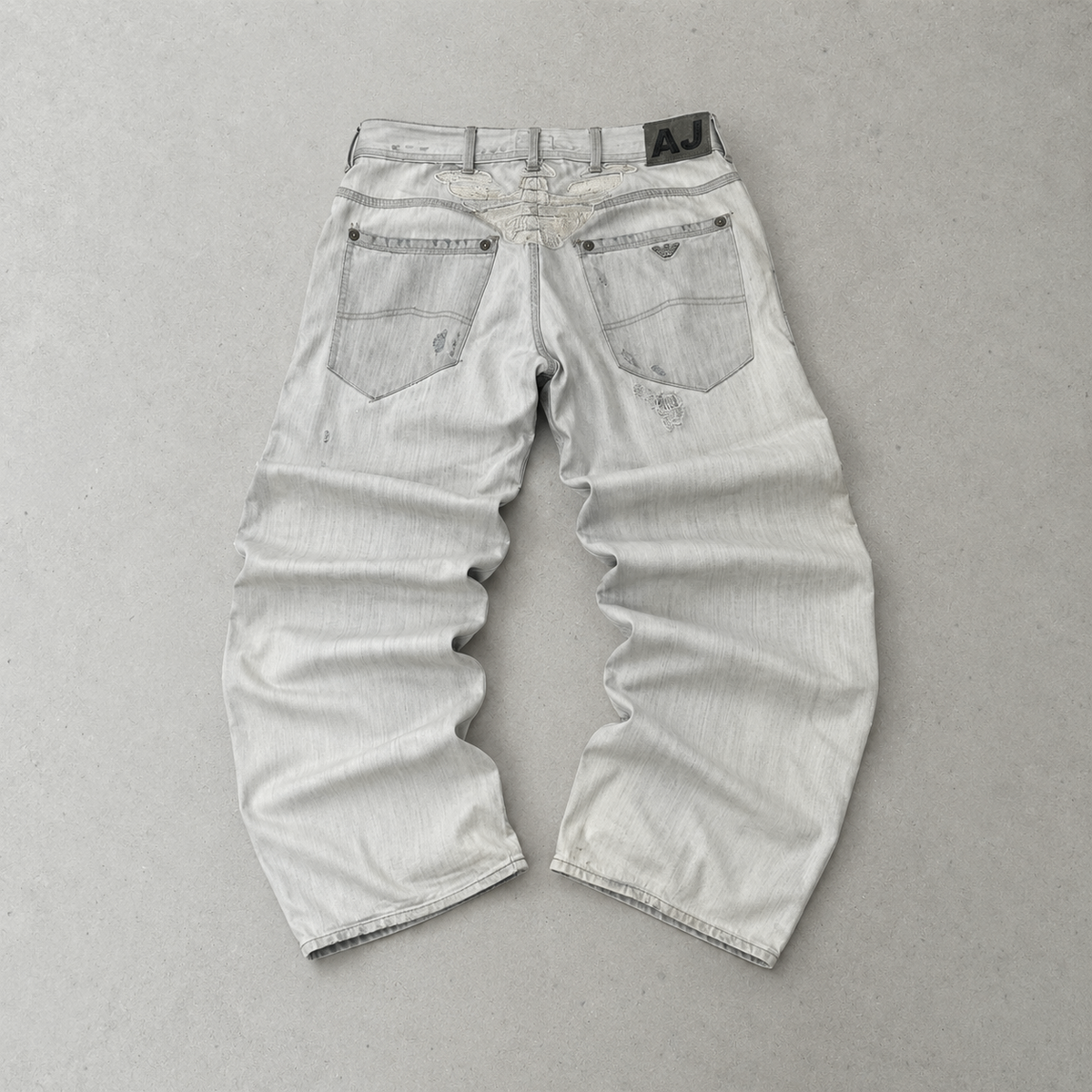 Y2K Vintage Armani Jeans Grau Limited (W32 | DE 48) Stitched Logo