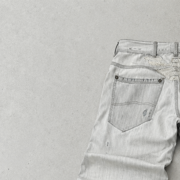 Y2K Vintage Armani Jeans Grau Limited (W32 | DE 48) Stitched Logo