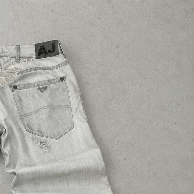 Y2K Vintage Armani Jeans Grau Limited (W32 | DE 48) Stitched Logo