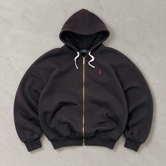Y2K Ralph Lauren Hoodie Schwarz Rare (S) Stitched Logo