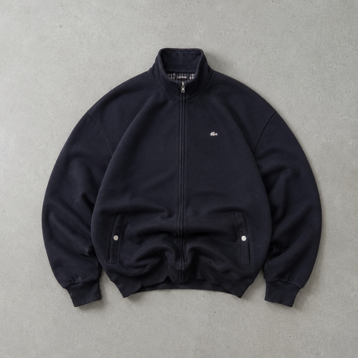 Lacoste Fleece Jacket Black / Dark Green Rare Stitched Logo (L)