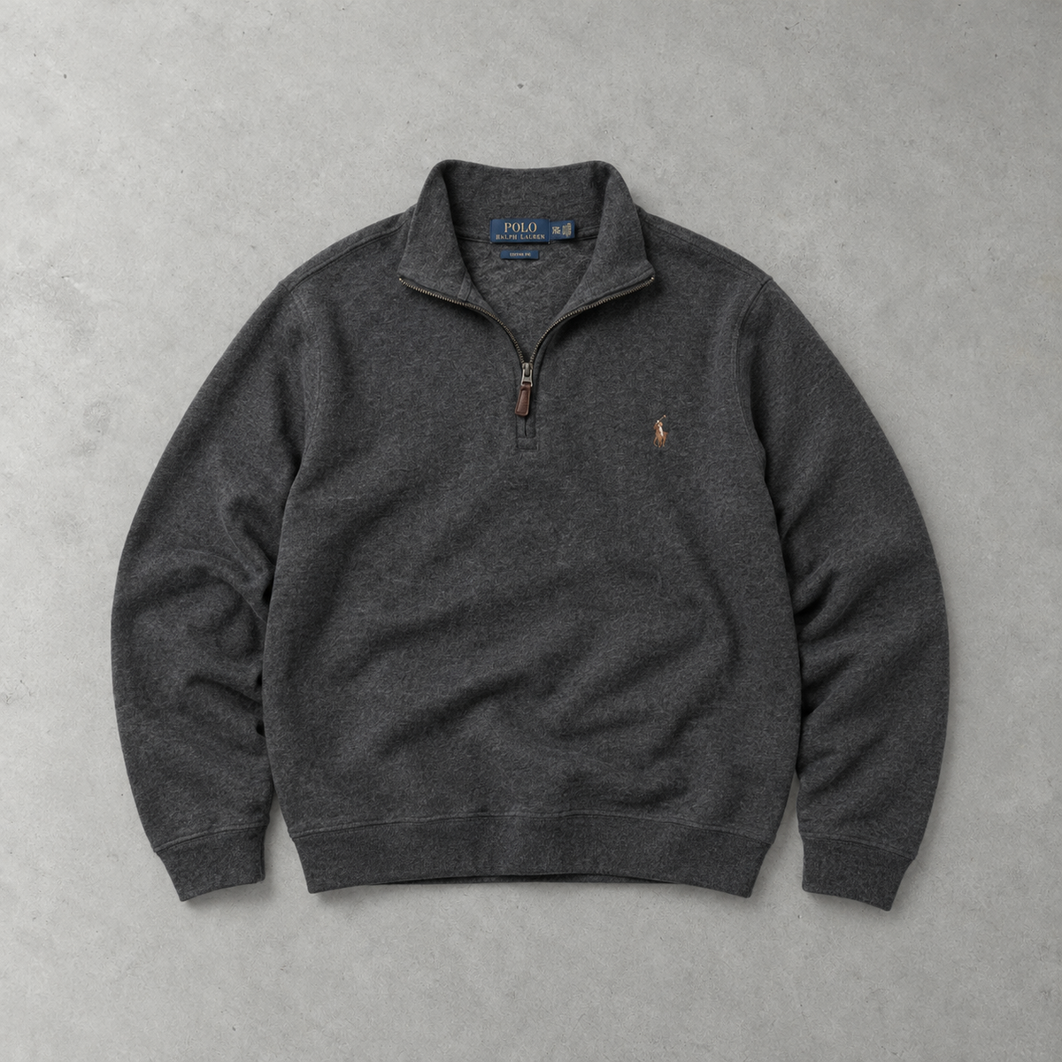 Polo Ralph Lauren Half-Zip Sweater Grau Rare (XXL) Stitched Logo