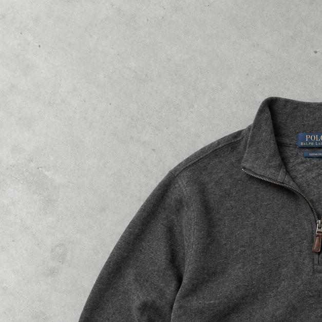 Polo Ralph Lauren Half-Zip Sweater Grau Rare (XXL) Stitched Logo