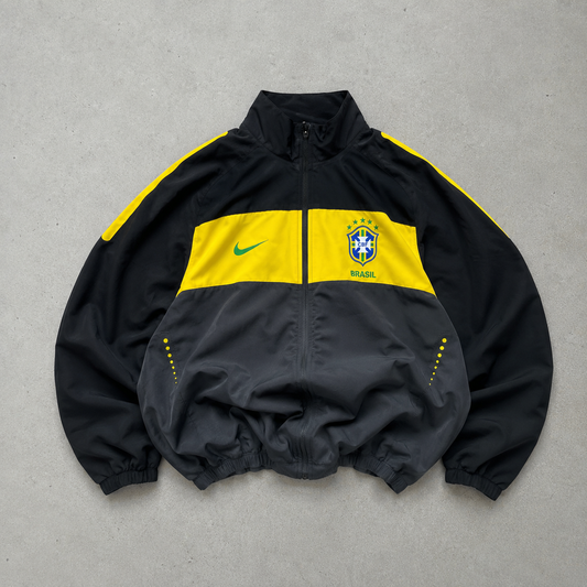 Brazil Y2K Vintage Nike Windbreaker Yellow, Black Rare (XXL)