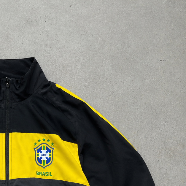 Brazil Y2K Vintage Nike Windbreaker Yellow, Black Rare (XXL)