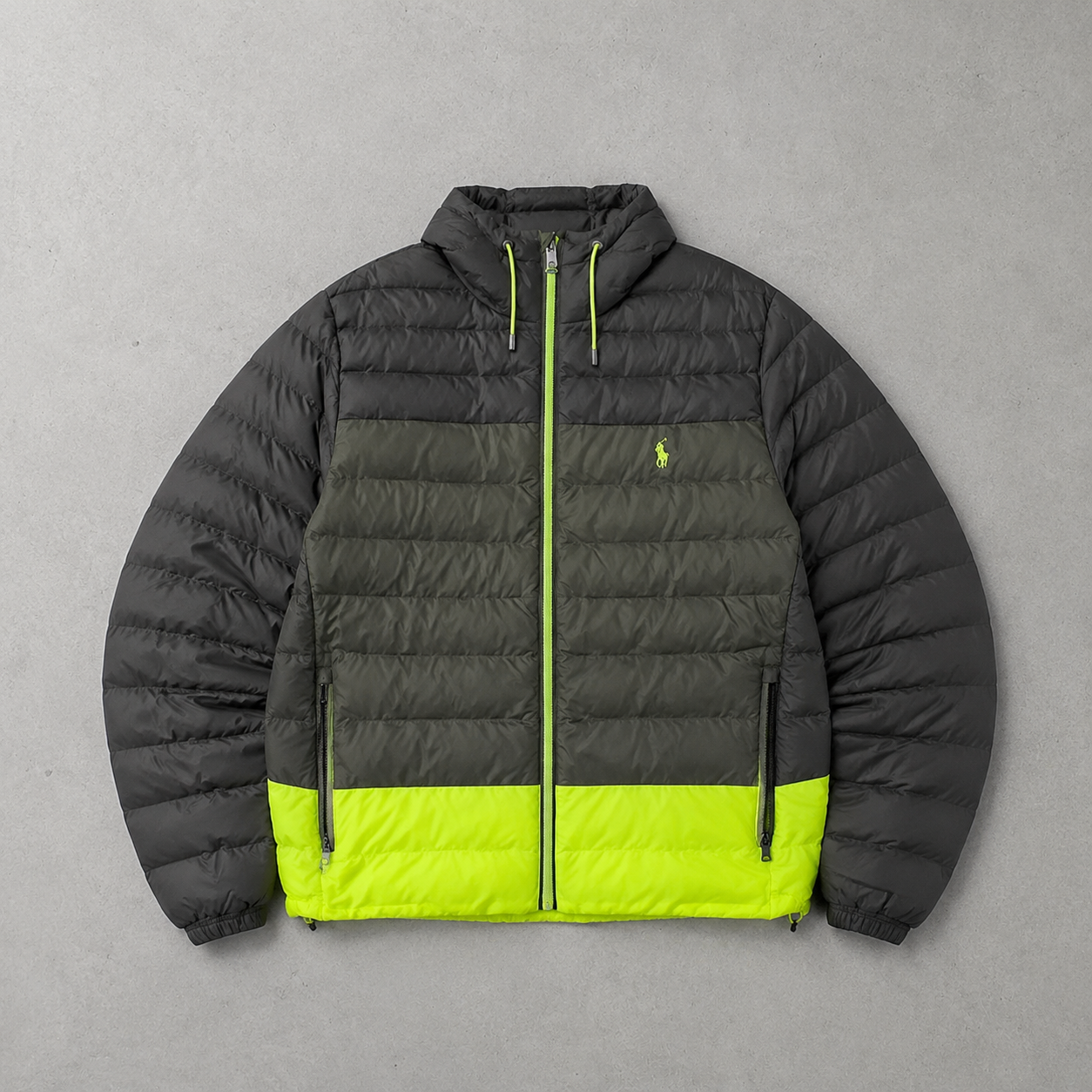 Polo Ralph Lauren Puffer Jacket Dunkelgrün, Gelb Limited (M)