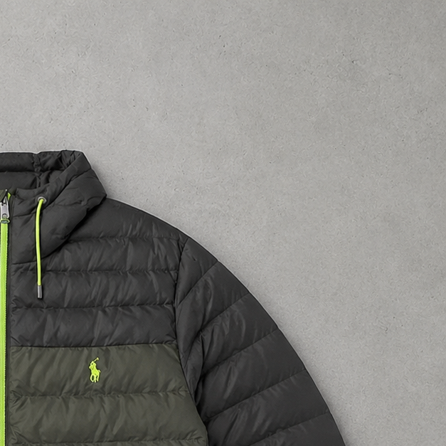 Polo Ralph Lauren Puffer Jacket Dunkelgrün, Gelb Limited (M)