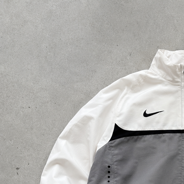 France Germany Y2K Nike Track Jacket Grey, White Limited Stitched Logo (Size M)