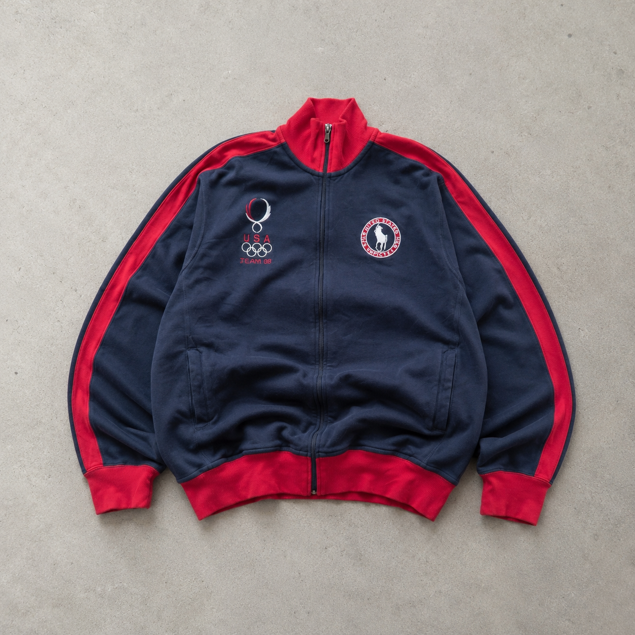 USA 2008 Ralph Lauren Track Jacket Navy Red Limited (M) Stitched Logo