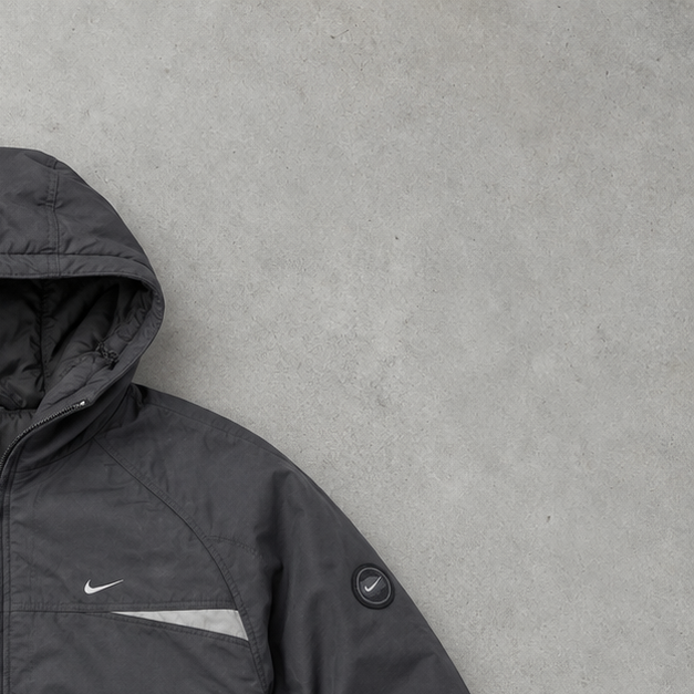 Y2K Nike Puffer Jacket Grey Limited (XL) Stitched Logo