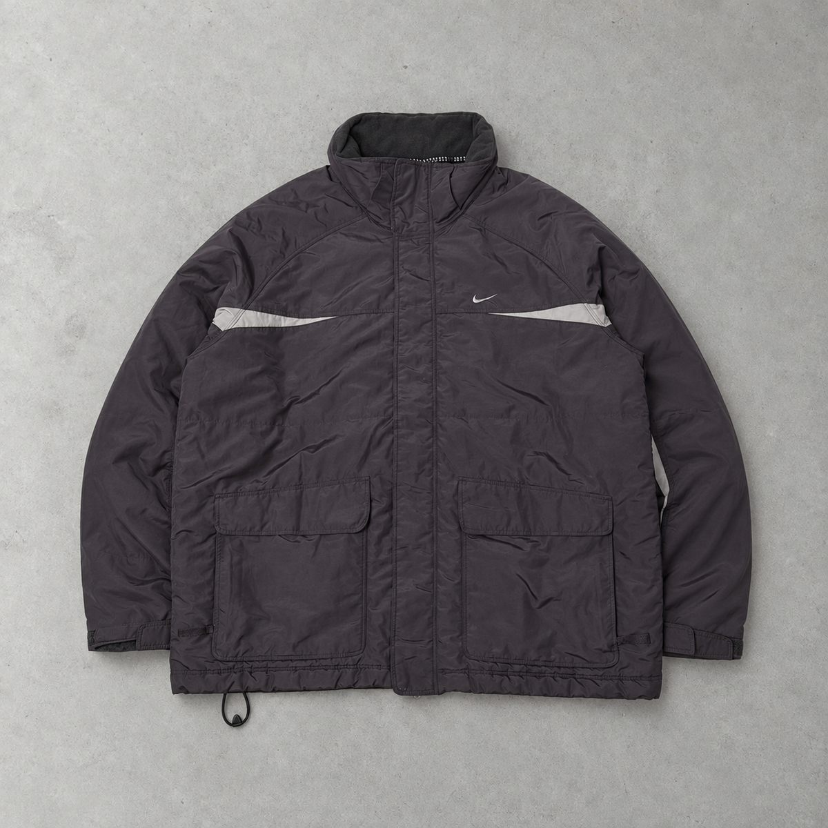 Y2K Nike Puffer Jacket Grey Limited (XL) Stitched Logo