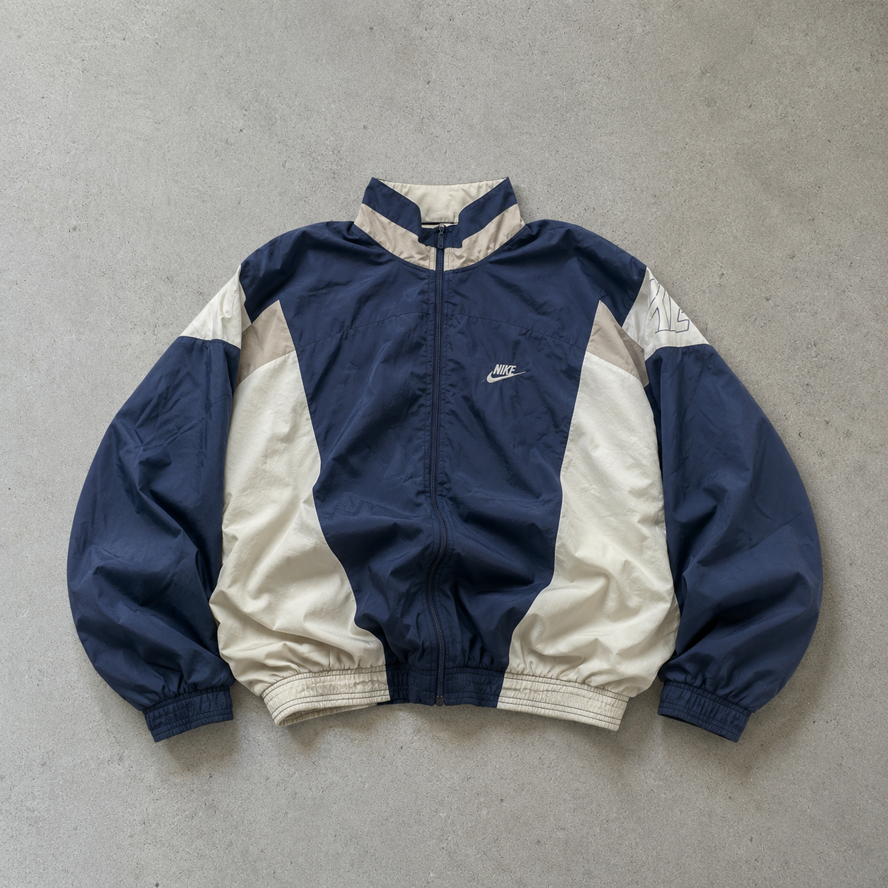 90s Vintage Nike Windbreaker Marineblau, White Rare (XXL)