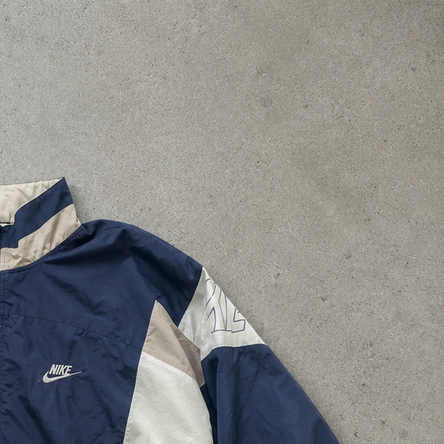 90s Vintage Nike Windbreaker Marineblau, White Rare (XXL)