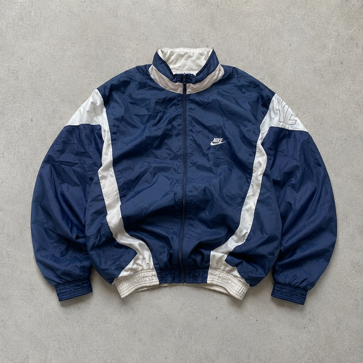 90s Vintage Nike Windbreaker Marineblau, White Rare (XXL)