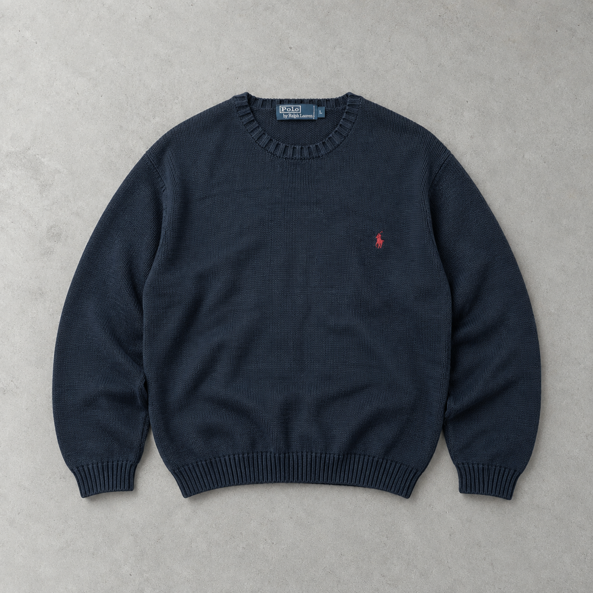 Ralph Lauren Sweater Marineblau Stitched Logo Rare (L)