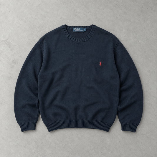 Ralph Lauren Sweater Marineblau Stitched Logo Rare (L)