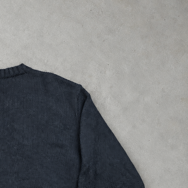 Ralph Lauren Sweater Marineblau Stitched Logo Rare (L)