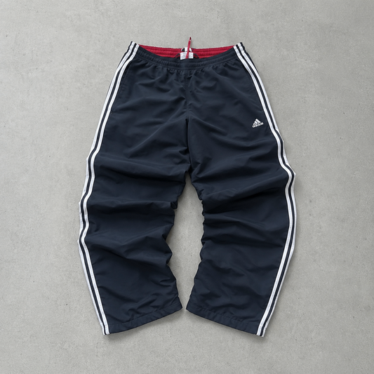 Pantalon de survêtement Adidas Wide Leg noir, bleu marine rare (taille S)