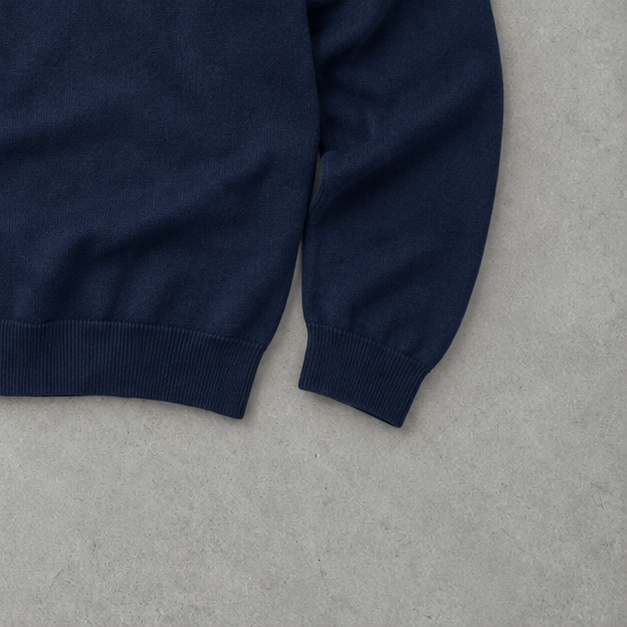 Ralph Lauren V-Neck Sweater Marineblau Rare (L) Stitched Logo