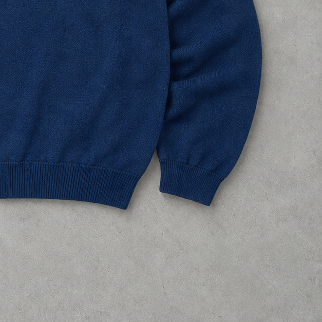 Ralph Lauren V-Neck Sweater Marineblau Rare (L) Stitched Logo
