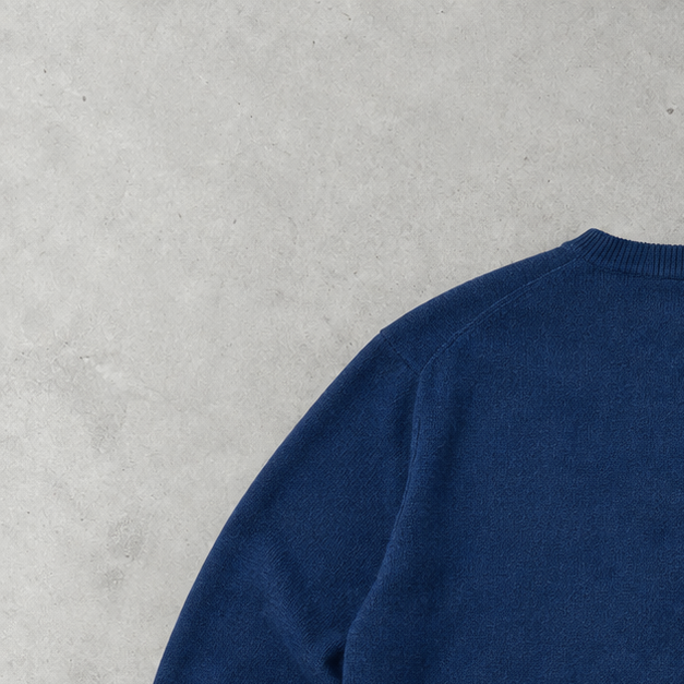 Ralph Lauren V-Neck Sweater Marineblau Rare (L) Stitched Logo