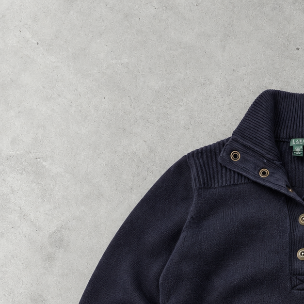 Y2K Ralph Lauren Turtleneck Sweater Marineblau Rare (L)