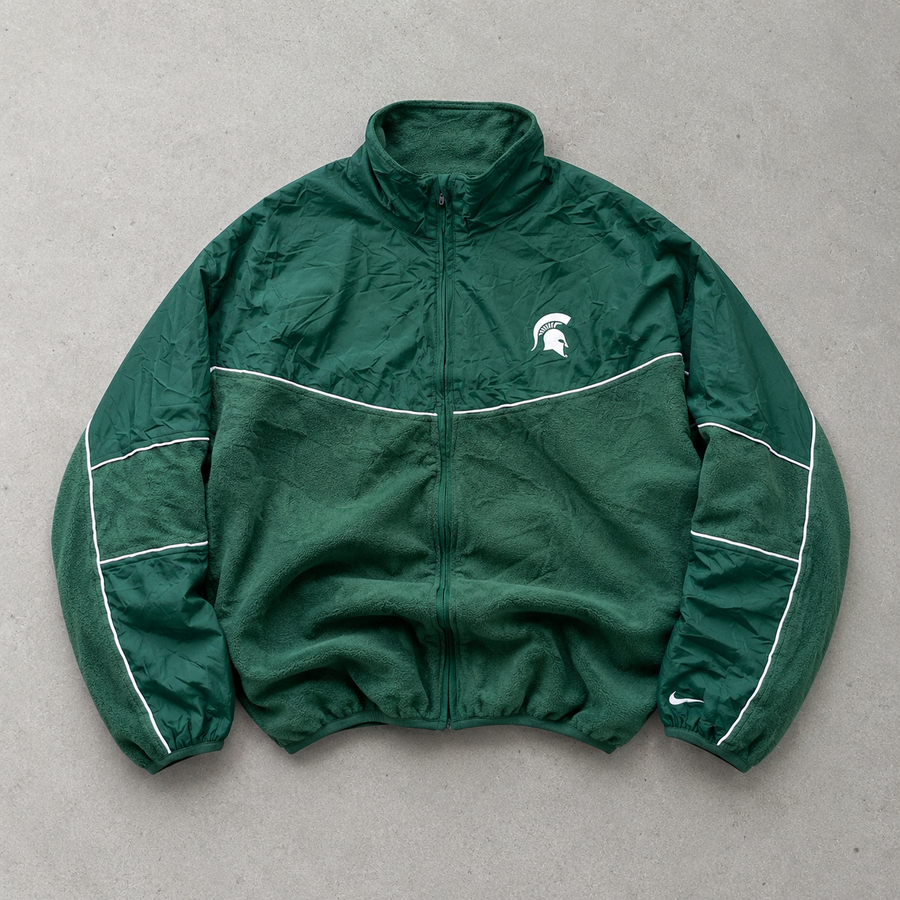 NCAA Nike Fleece Jacket Dunkelgrün Rare (XL) Stitched Logo