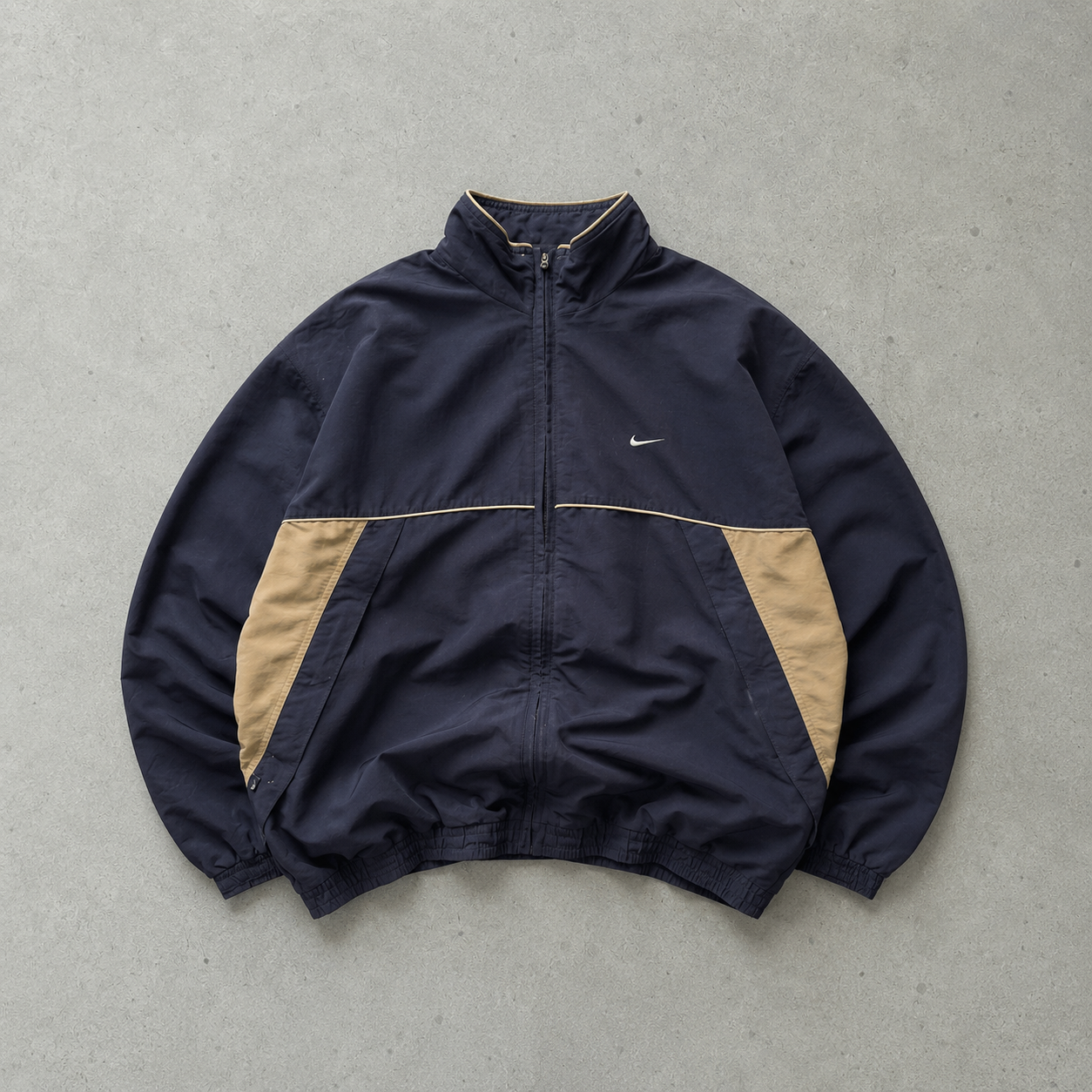 90s Vintage Nike Windbreaker Beige, Marineblau Limited (XL)