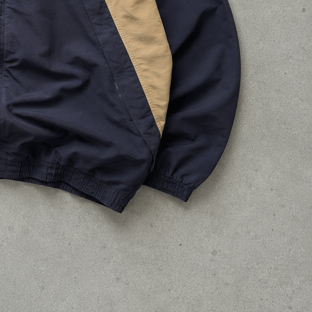 90s Vintage Nike Windbreaker Beige, Marineblau Limited (XL)