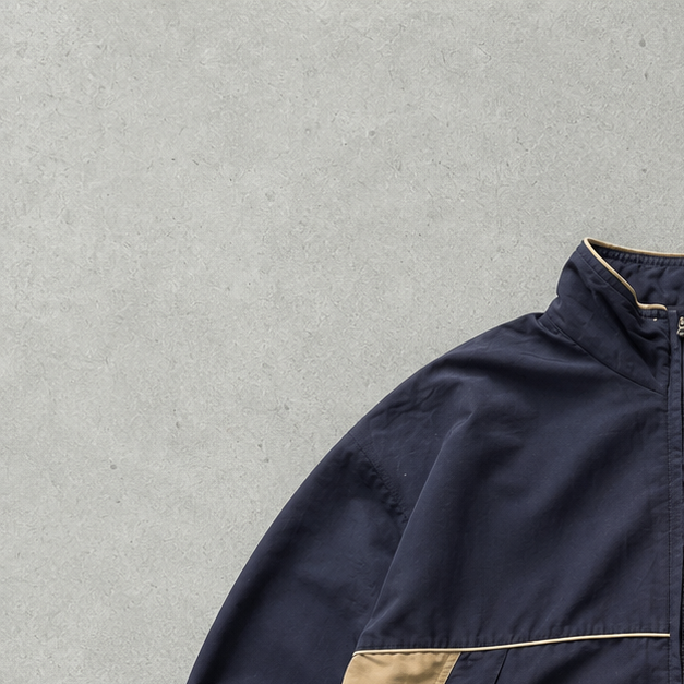 90s Vintage Nike Windbreaker Beige, Marineblau Limited (XL)