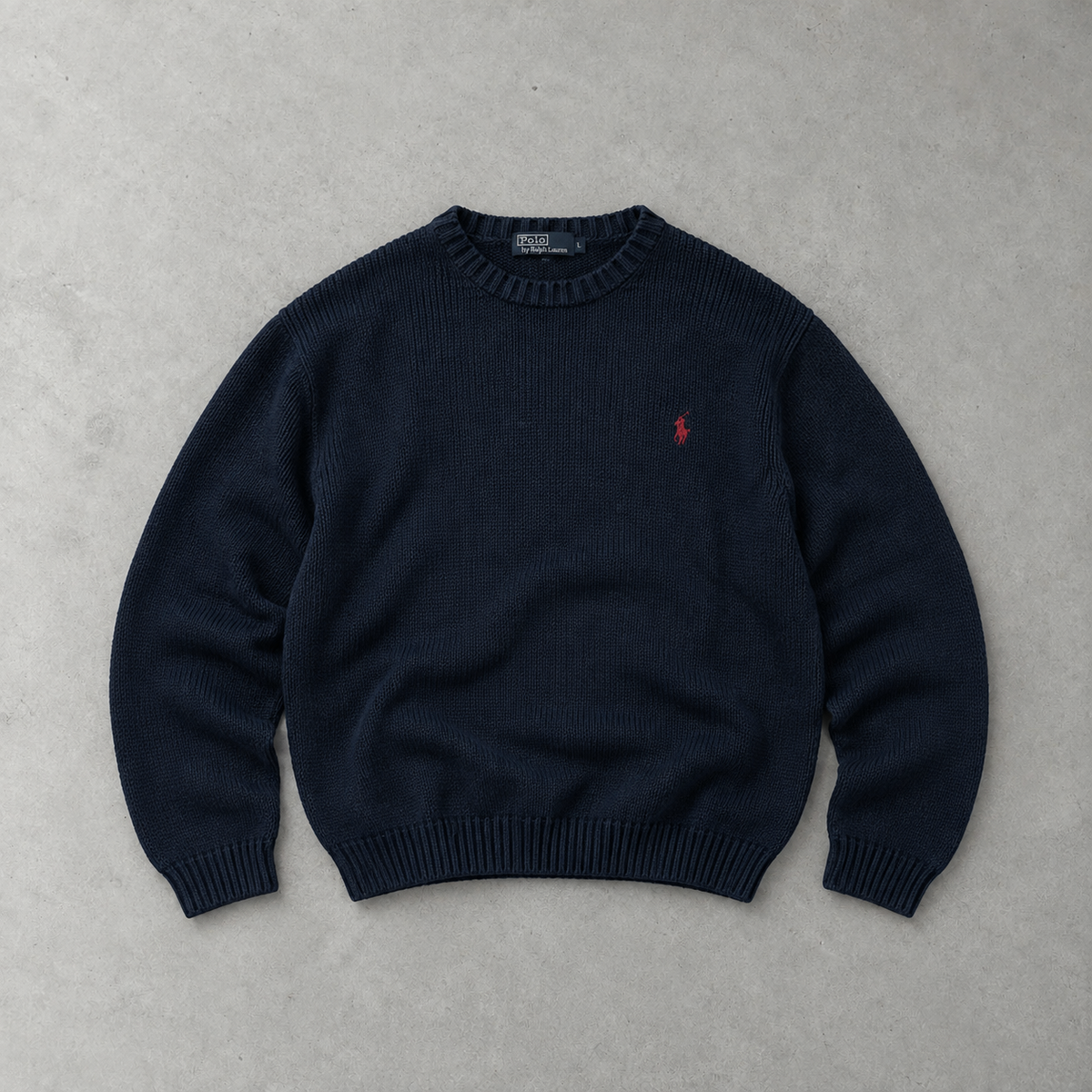 Ralph Lauren Crewneck Sweater Marineblau Rare (XL) Stitched Logo