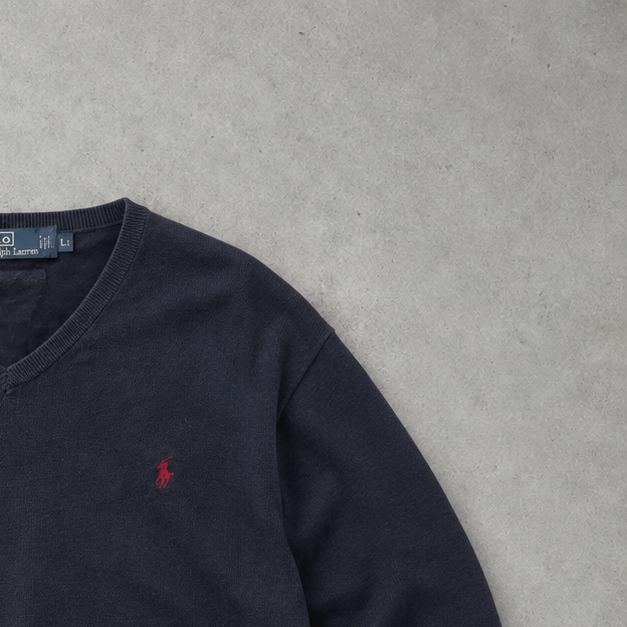 Ralph Lauren V-Neck Sweater Marineblau Rare (XL)