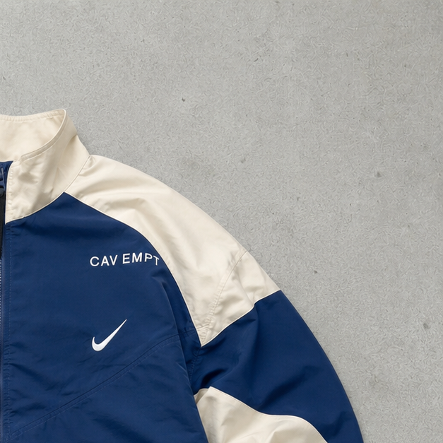 Vintage Nike Jacket Creme, Marineblau Rare (M)