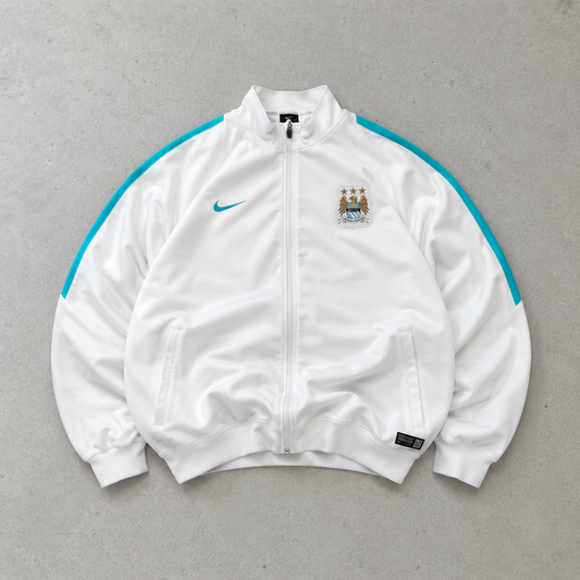 Y2K Retro Nike Track Jacket White, Hellblau Rare (S)
