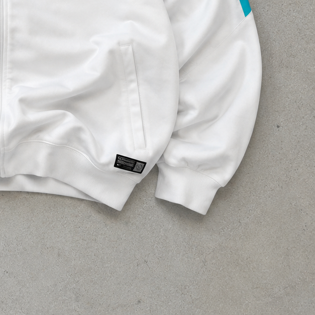 Y2K Retro Nike Track Jacket White, Hellblau Rare (S)