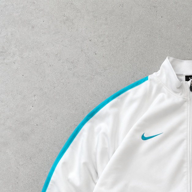 Y2K Retro Nike Track Jacket White, Hellblau Rare (S)