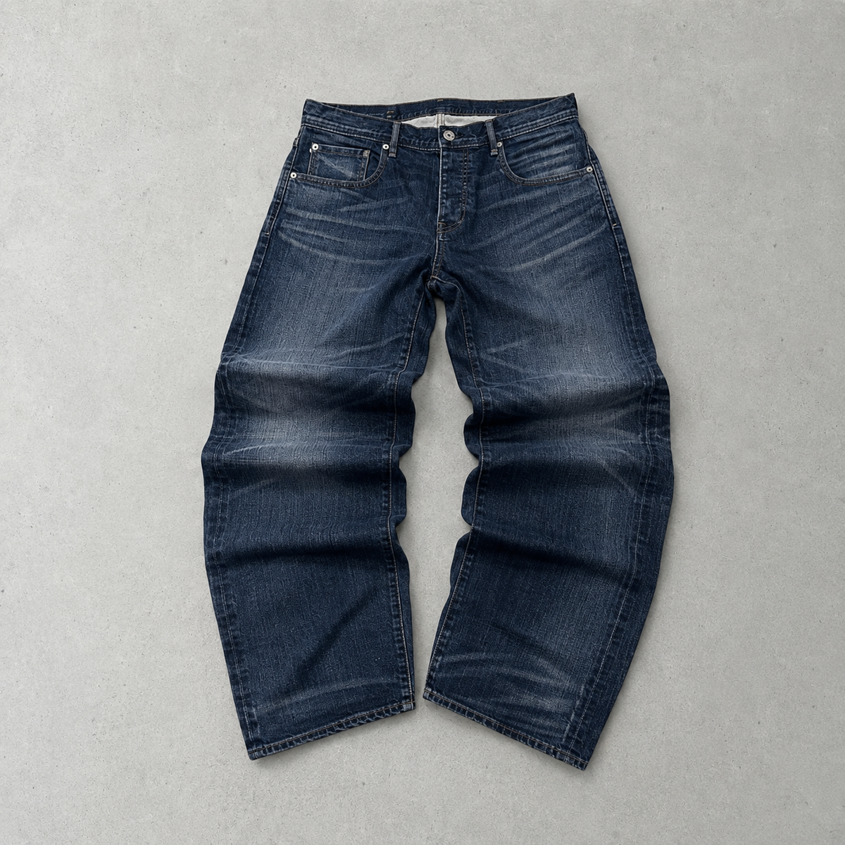 Y2K 2000s 2000 Vintage Armani Baggy Selvedge Jeans Blau, Marineblau Limited (W34 | DE 50)