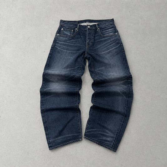 Y2K 2000er 2000 Vintage Armani Baggy Selvedge Jeans Blau, Marineblau Limited (W34 | DE 50)