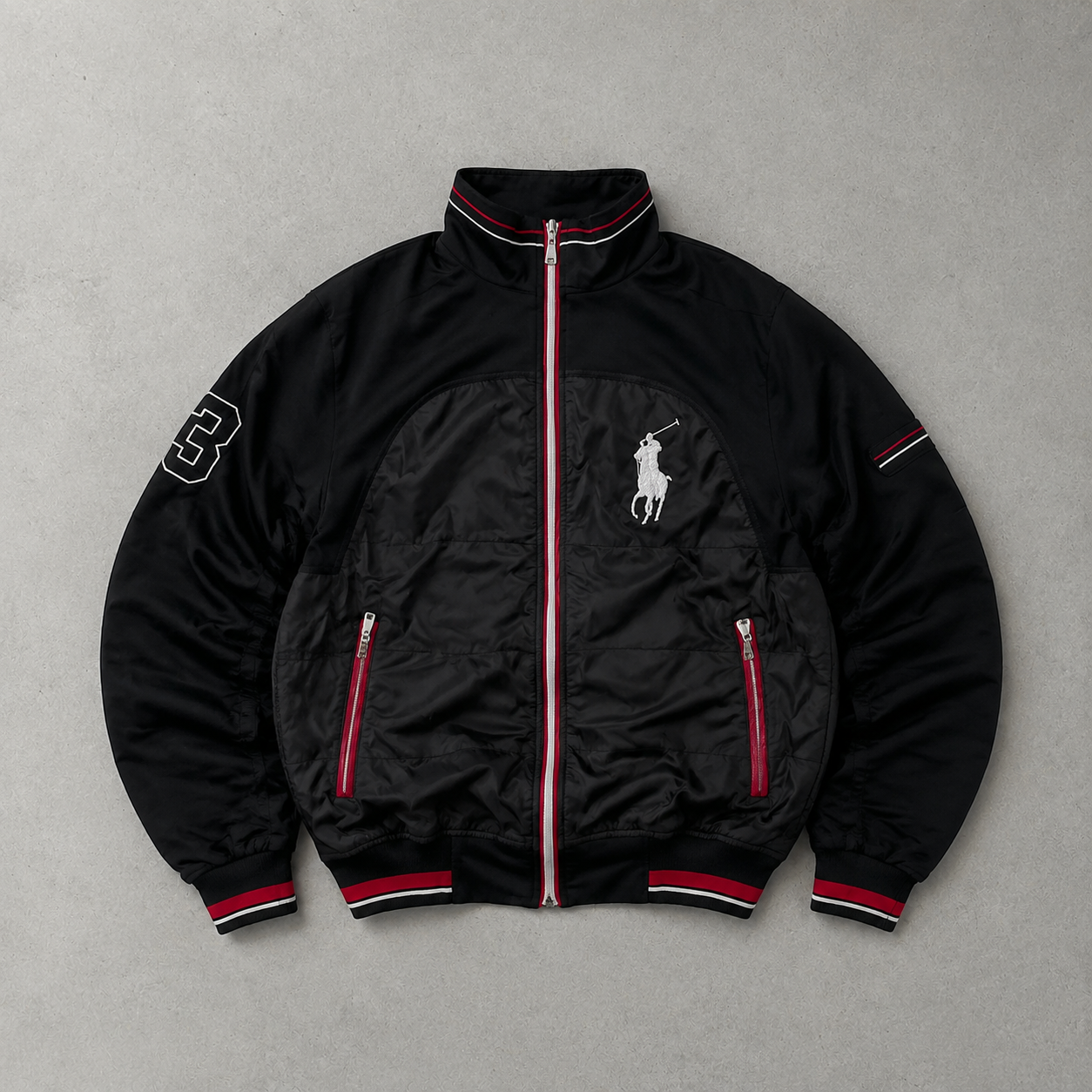 Y2K Ralph Lauren Track Jacket Schwarz, Rot Rare (S)