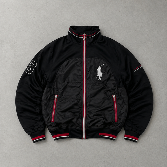 Y2K Ralph Lauren Track Jacket Schwarz, Rot Rare (S)