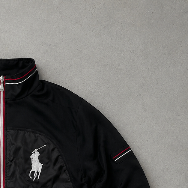 Y2K Ralph Lauren Track Jacket Schwarz, Rot Rare (S)