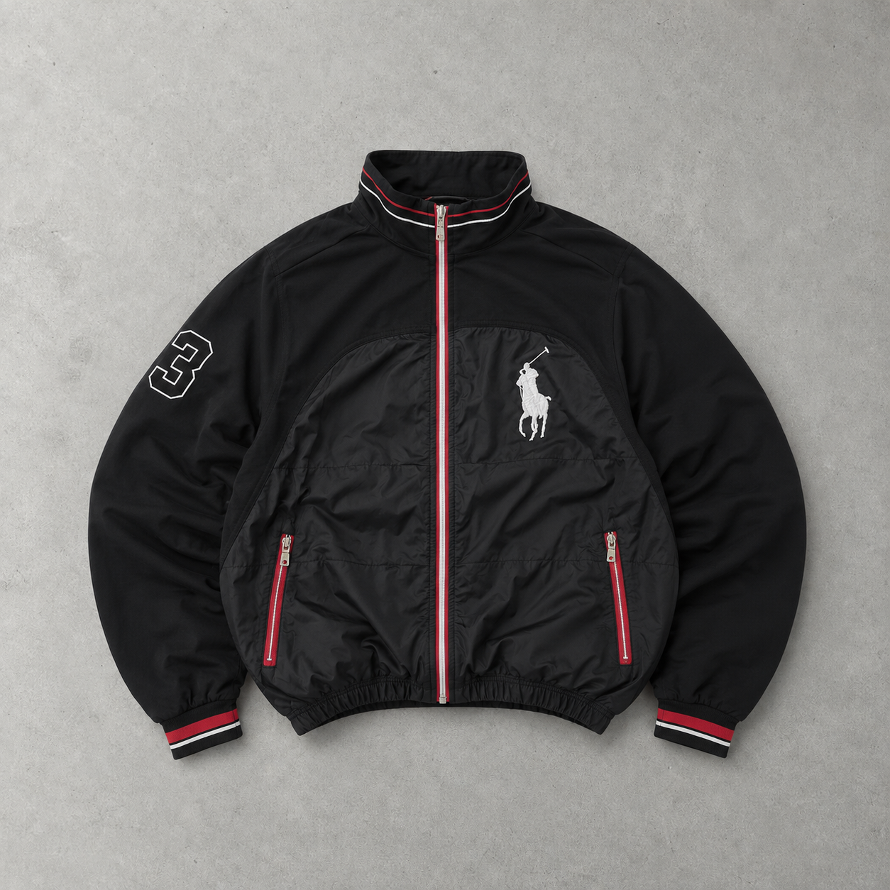 Y2K Ralph Lauren Track Jacket Schwarz, Rot Rare (S)