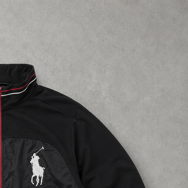 Y2K Ralph Lauren Track Jacket Schwarz, Rot Rare (S)