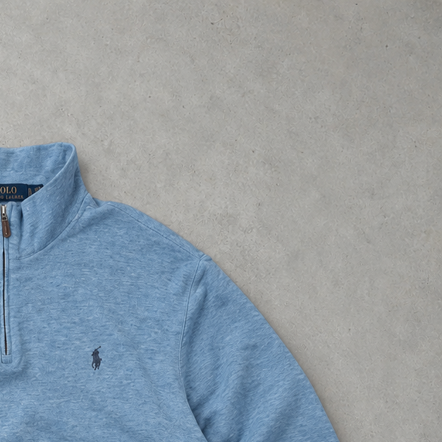 Polo Ralph Lauren Zip Sweater Hellblau Rare (XL) Stitched Logo