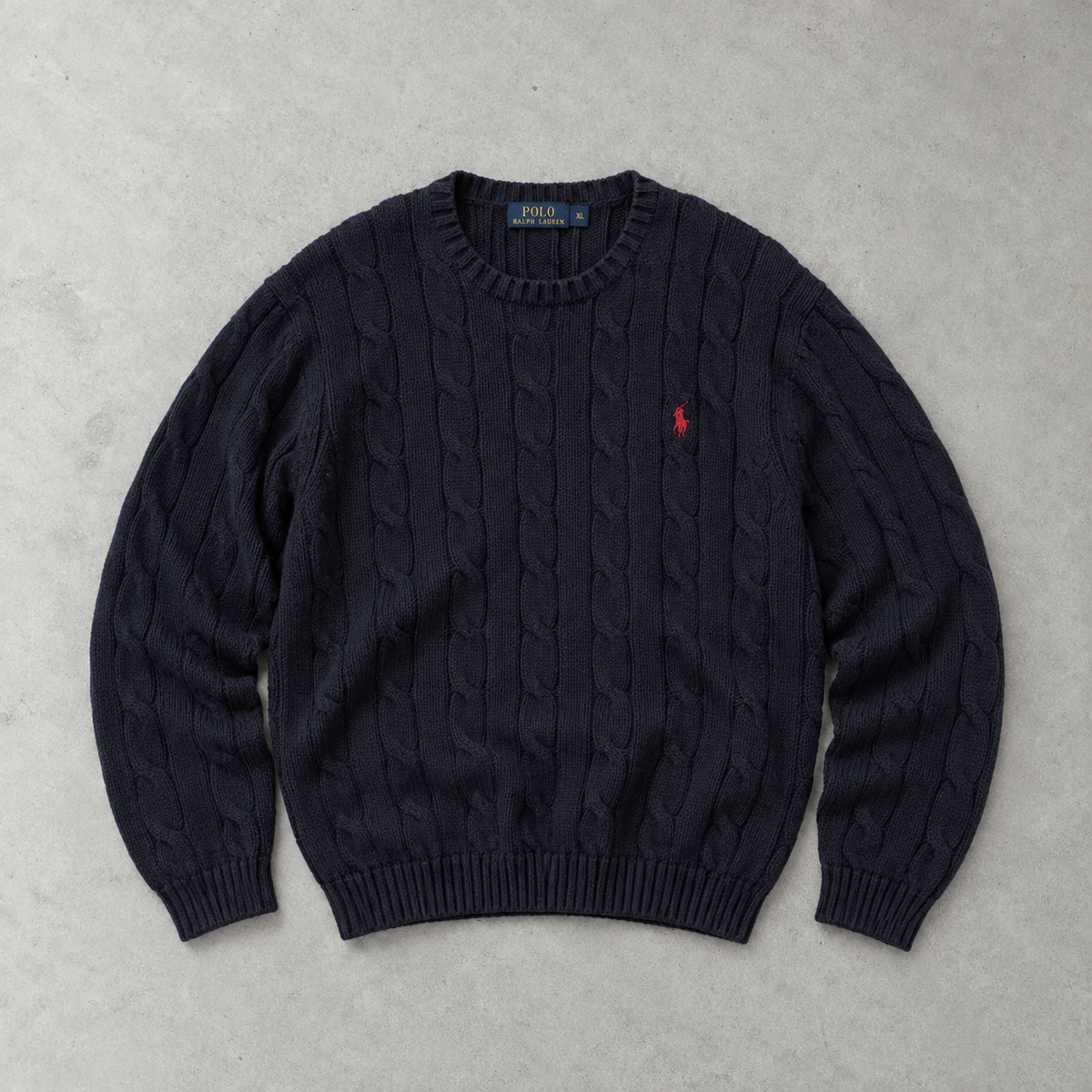 Ralph Lauren Sweater Marineblau Rare (XL) Stitched Logo
