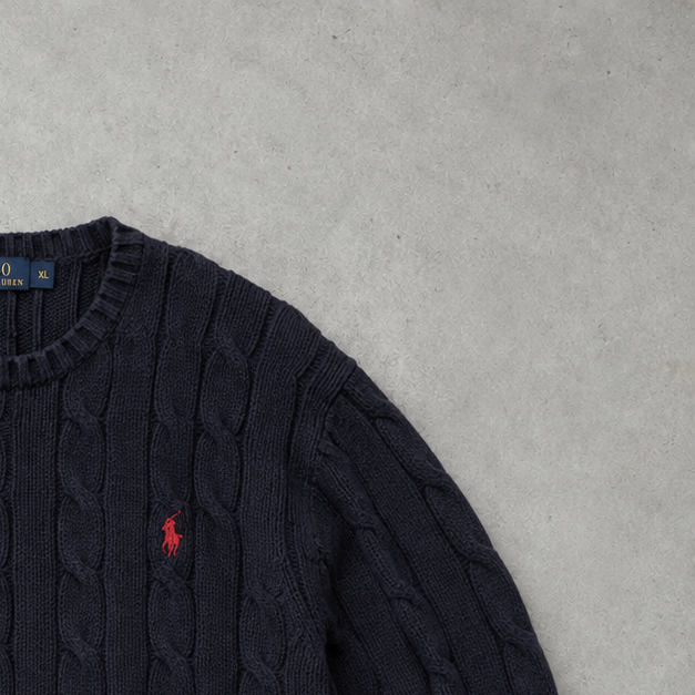 Ralph Lauren Sweater Marineblau Rare (XL) Stitched Logo