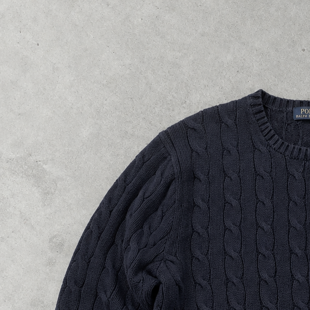 Ralph Lauren Sweater Marineblau Rare (XL) Stitched Logo